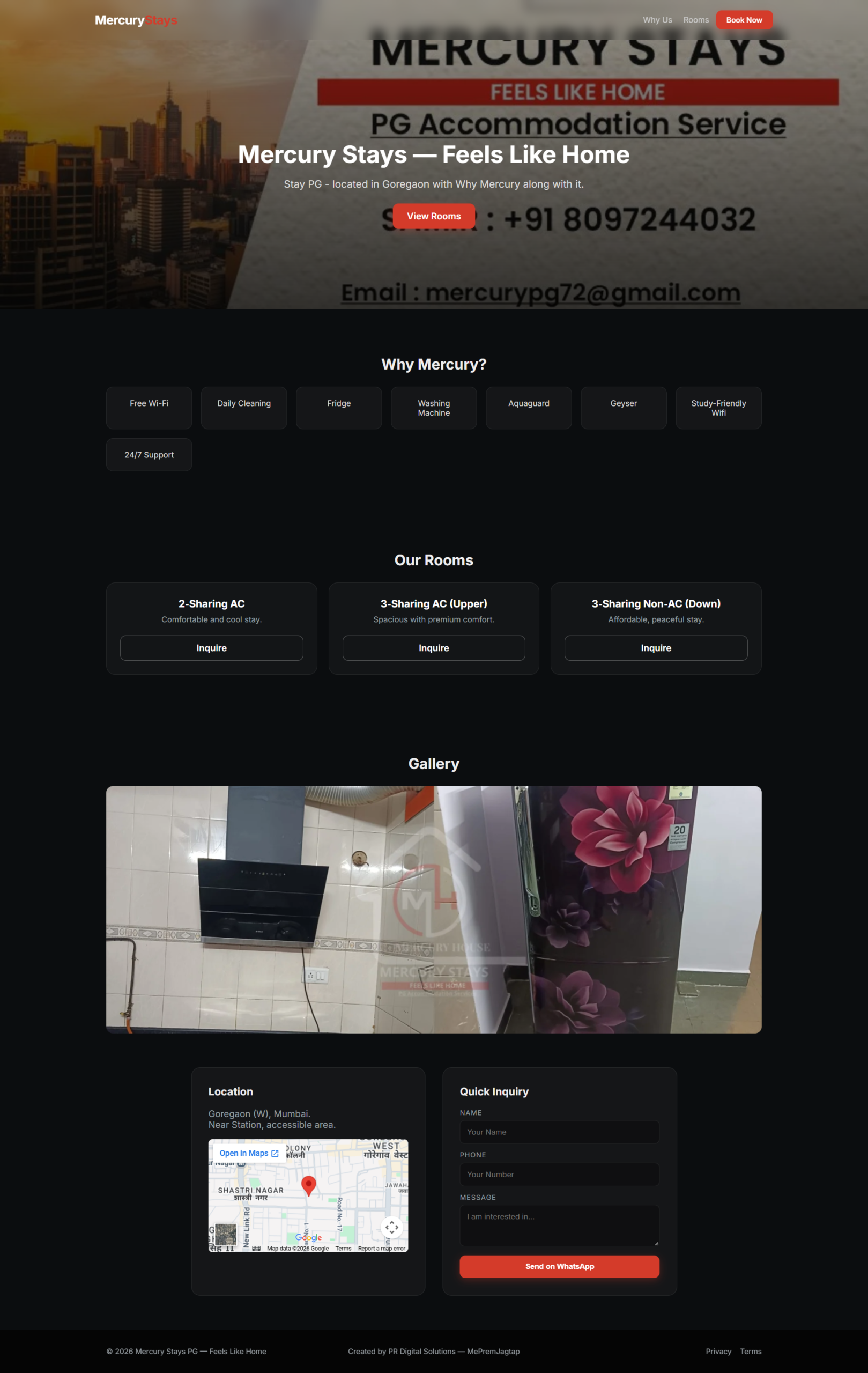 PG Hostel Landing Page